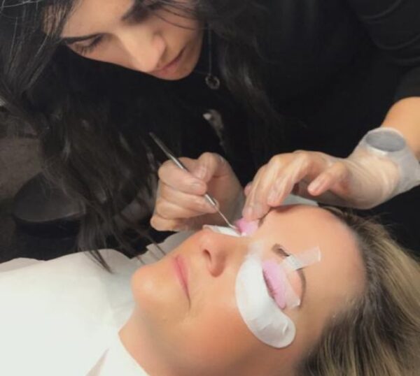 Lash lift being carried out during training