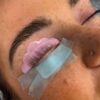 Lashes set on a lash lift shield