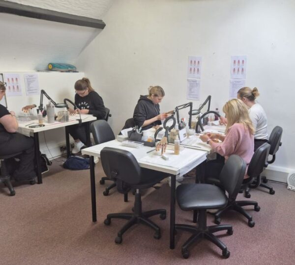 Gel polish training class in progress