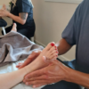 Reflexology foot treatment during training