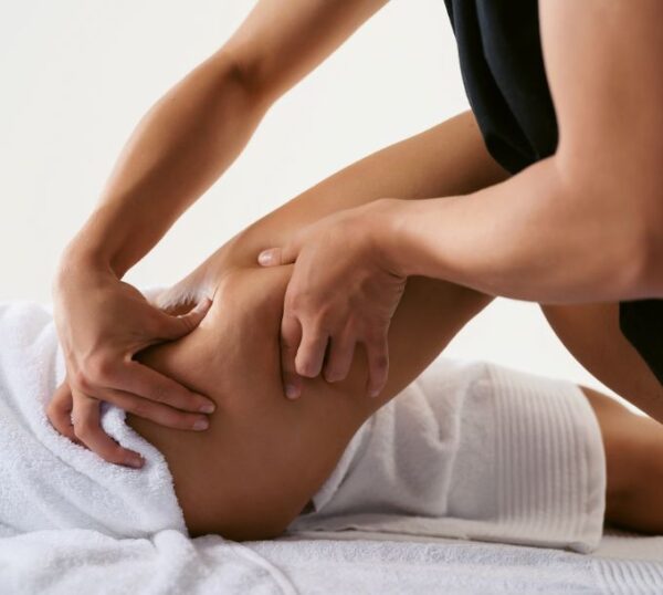 Swedish massage on the back of the leg