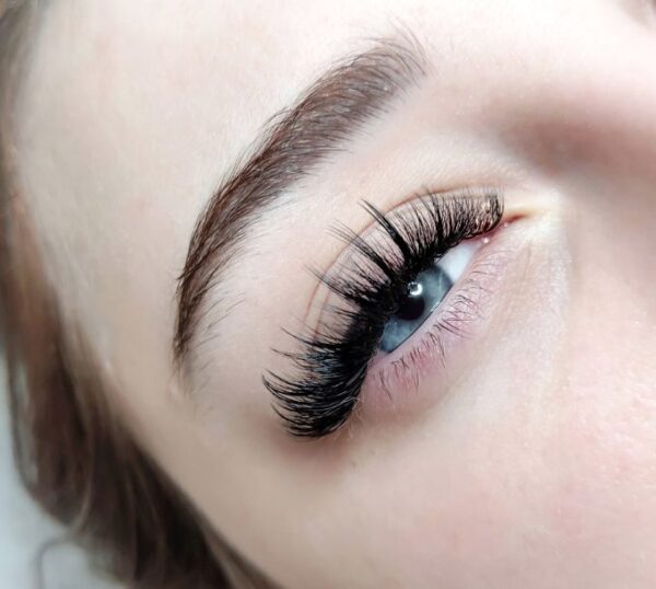 Close-up of Russian volume lash extensions