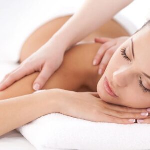 Client receiving a Swedish back massage