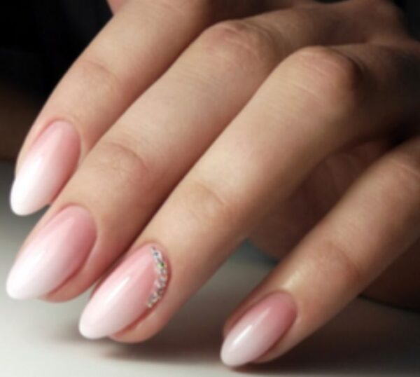 Pink ombre acrylic nail extensions