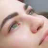 Close-up of finished laminated brows