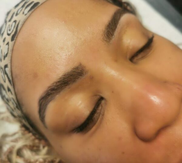 Finished tinted and laminated brows