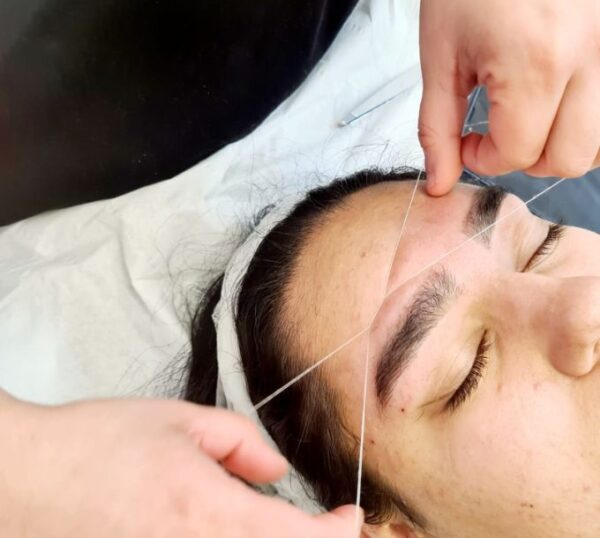 Brow threading during HD brows training