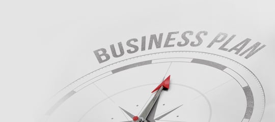 Compass pointing to the words business plan