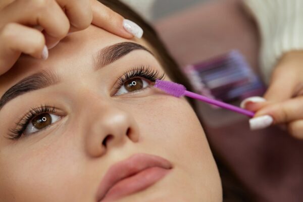 Hybrid brow treatment with tinted, shaped brows
