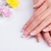 Natural builder gel nails with flowers