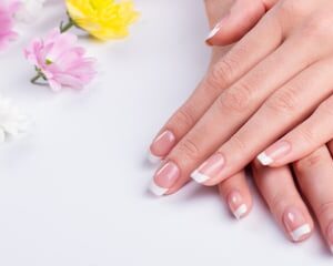 Natural builder gel nails with flowers