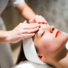Client receiving a relaxing facial massage