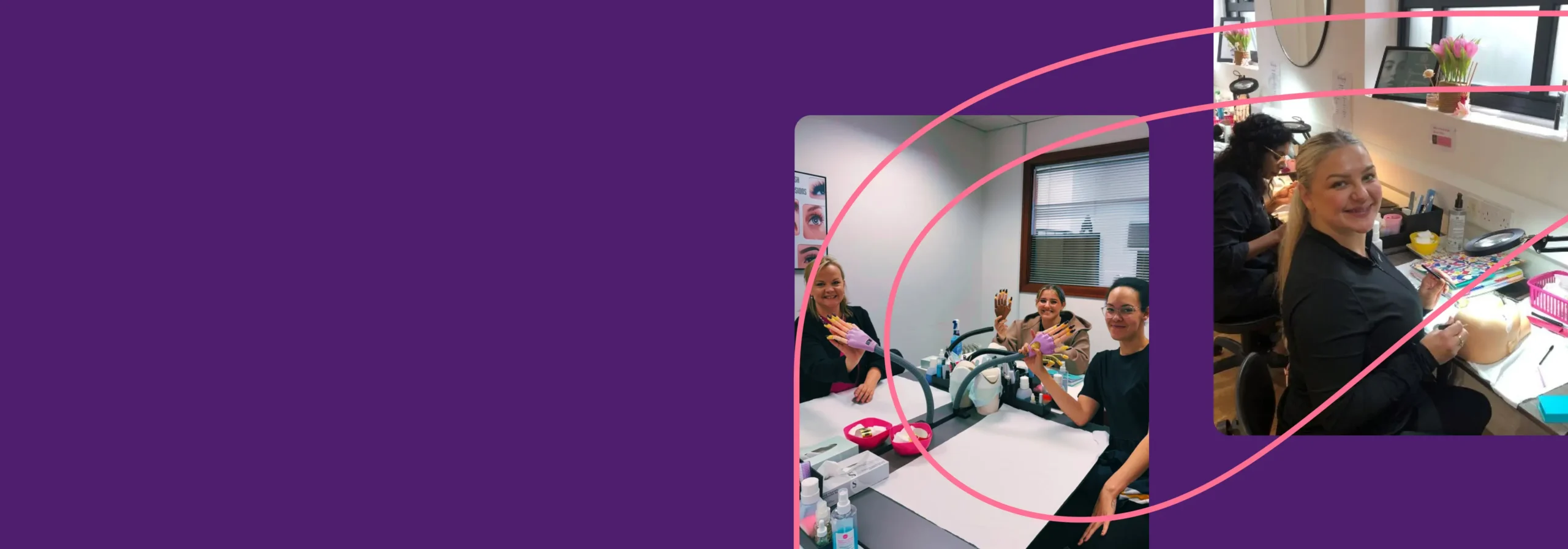 Students training at The Beauty Academy