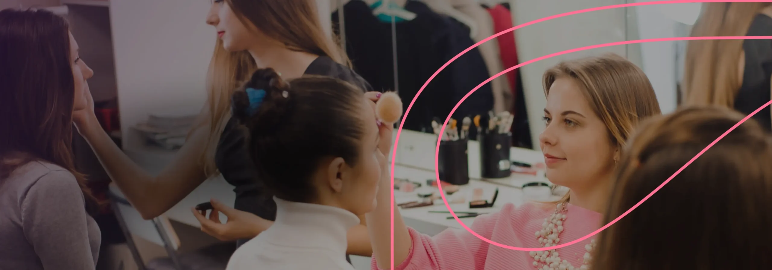 Beauty Academy students at a make-up training class