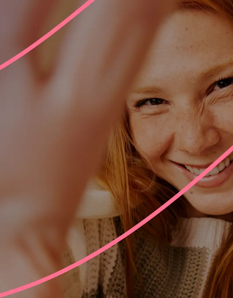Smiling woman with freckles